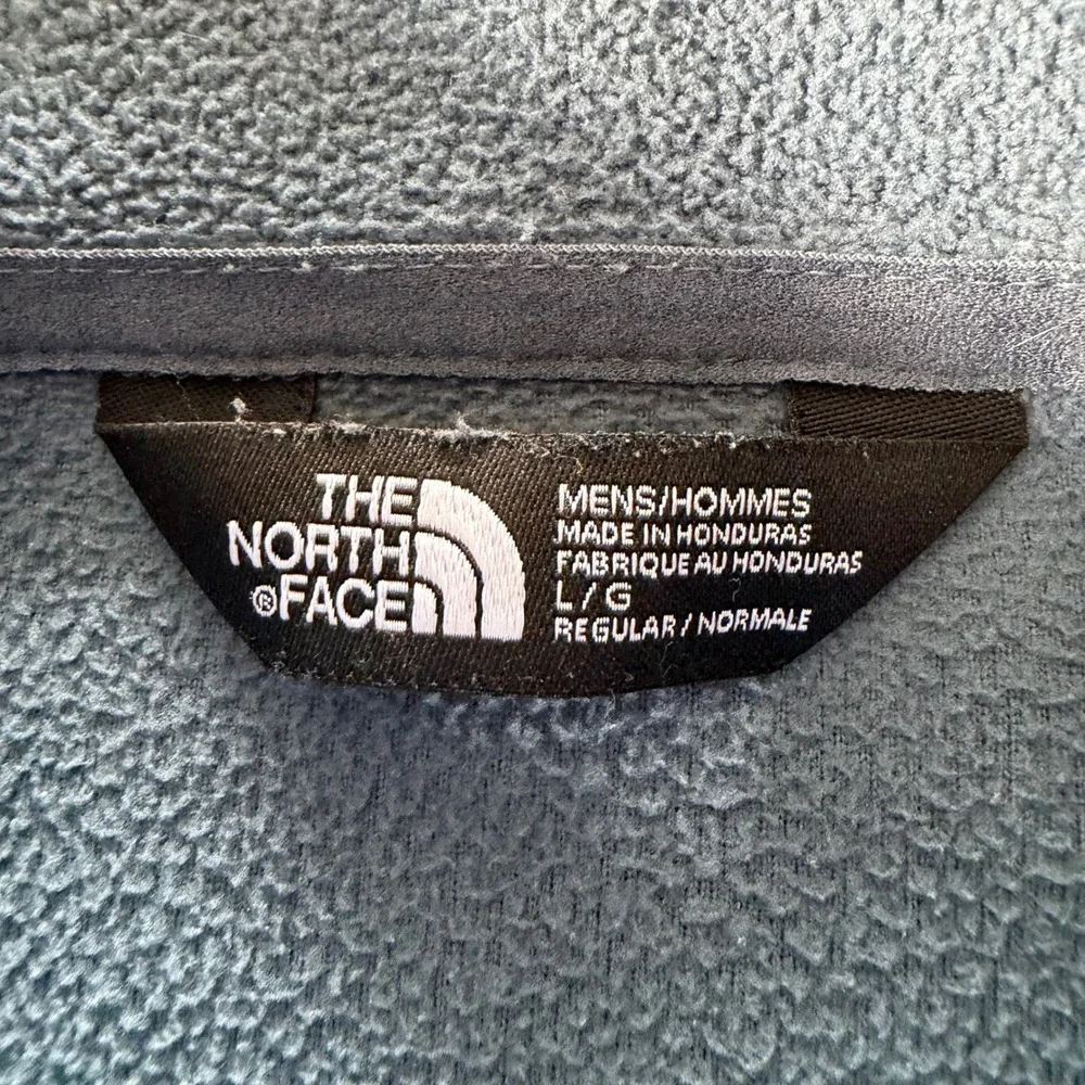A+ The North Face Mens TKA 100 Glacier 1/4 Zip Fleece‎ Pullover Blue Gray Large